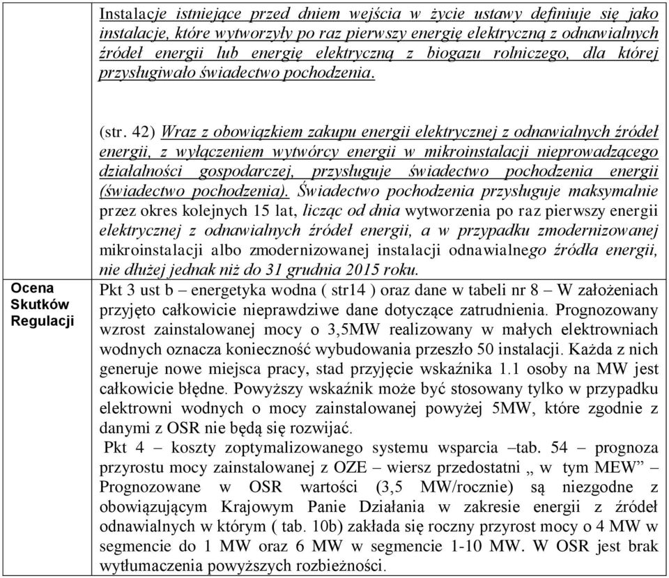 42) Wraz z obowiązkiem zakupu energii elektrycznej z odnawialnych źródeł energii, z wyłączeniem wytwórcy energii w mikroinstalacji nieprowadzącego działalności gospodarczej, przysługuje świadectwo