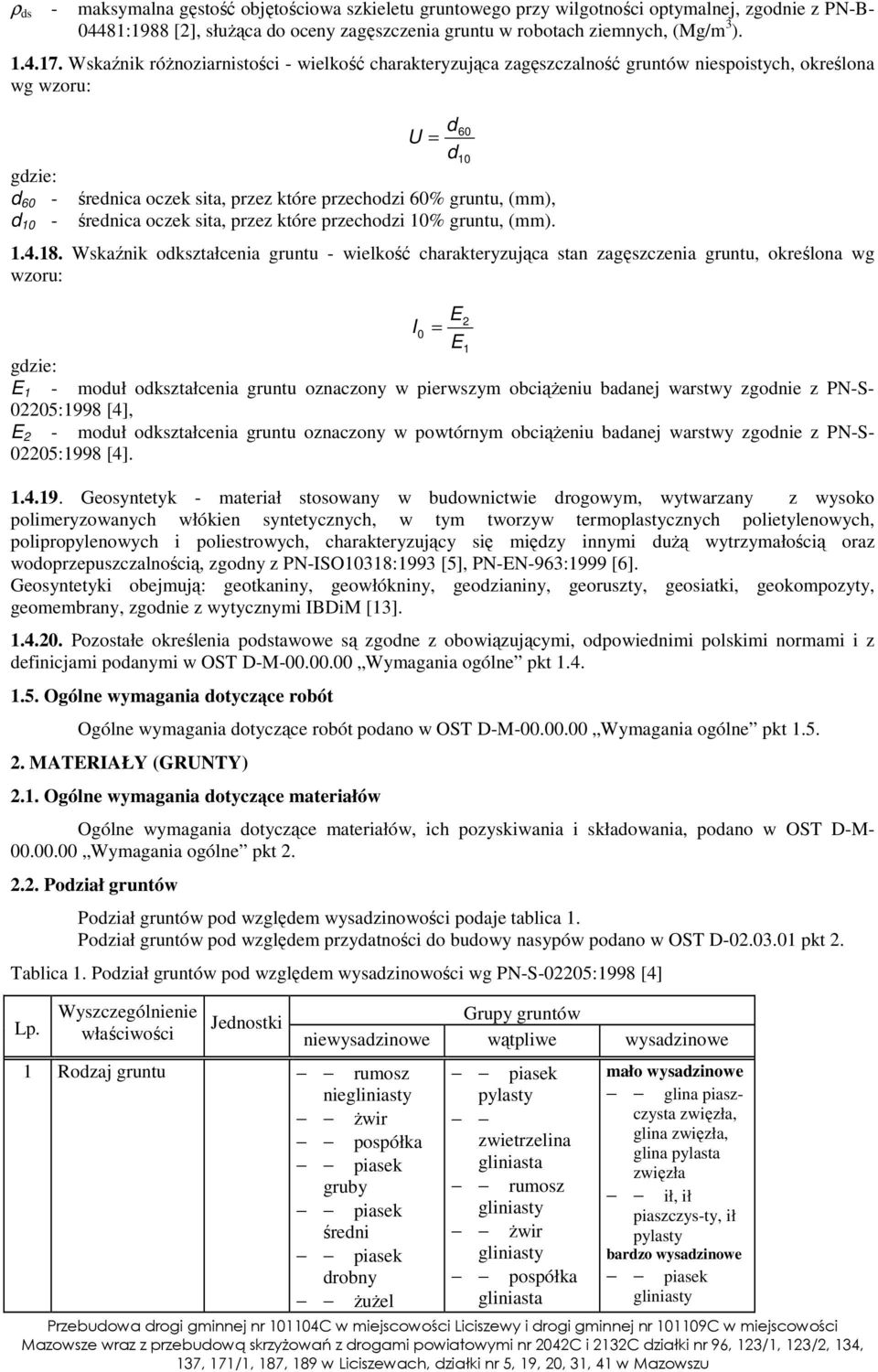 (mm), średnica oczek sita, przez które przechodzi 10% gruntu, (mm). 1.4.18.