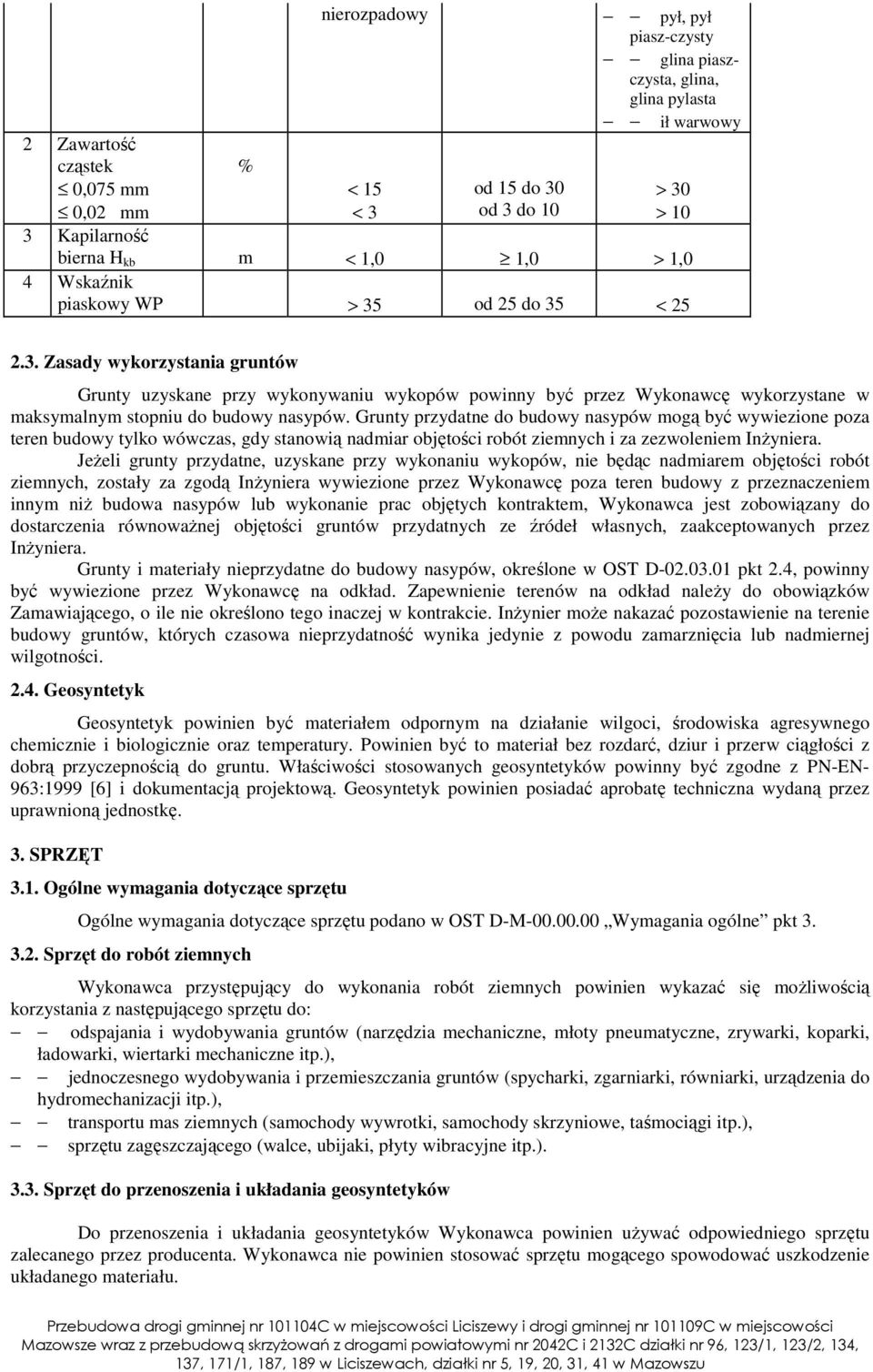 Grunty przydatne do budowy nasypów mogą być wywiezione poza teren budowy tylko wówczas, gdy stanowią nadmiar objętości robót ziemnych i za zezwoleniem InŜyniera.