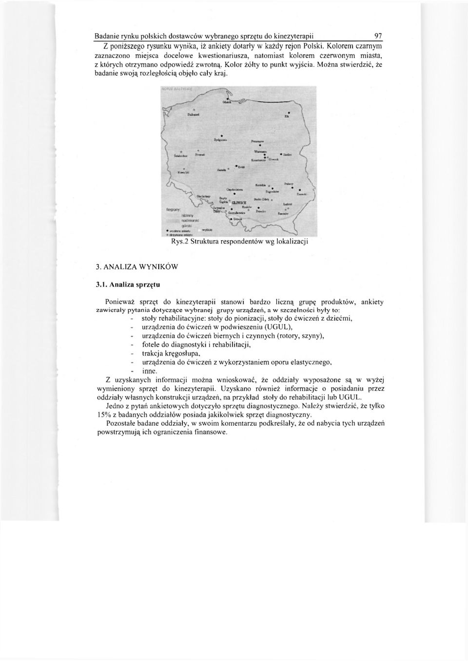 Można stwierdzić, że badanie swoją rozległością objęło cały kraj. Rys.2 Struktura respondentów wg lokalizacji 3. ANALIZA WYNIKÓW 3.1.