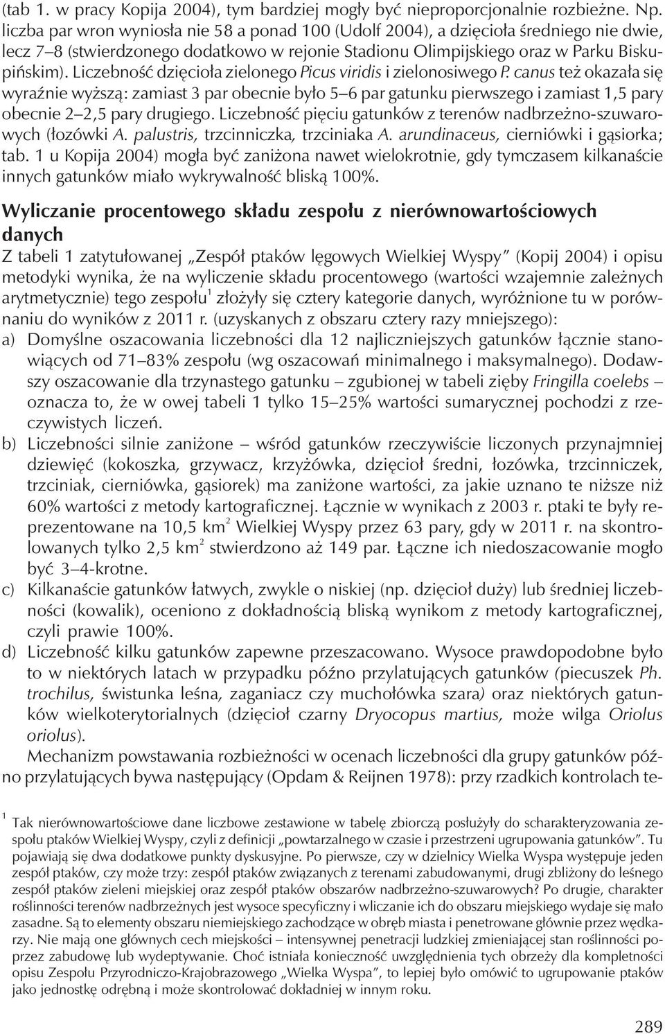 Liczebność dzięcioła zielonego Picus viridis i zielonosiwego P.