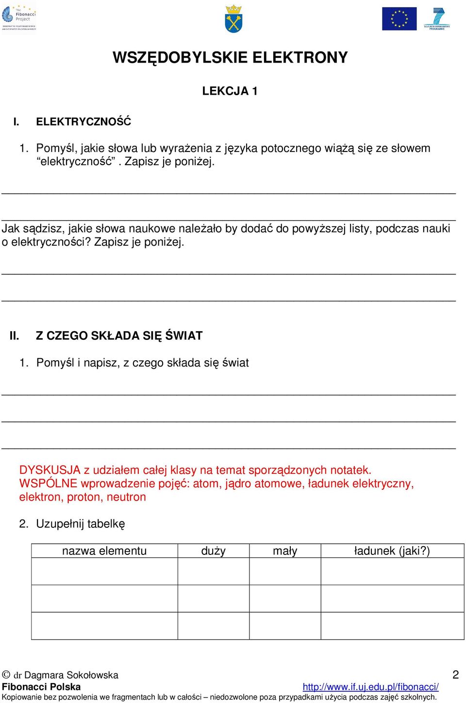 Z CZEGO SKŁADA SIĘ ŚWIAT 1. Pomyśl i napisz, z czego składa się świat DYSKUSJA z udziałem całej klasy na temat sporządzonych notatek.