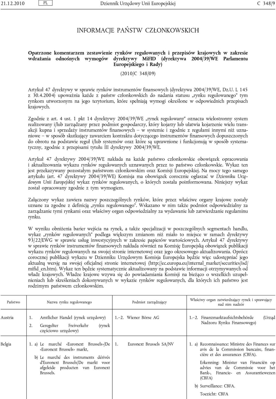 dyrektywy MiFID (dyrektywa 2004/