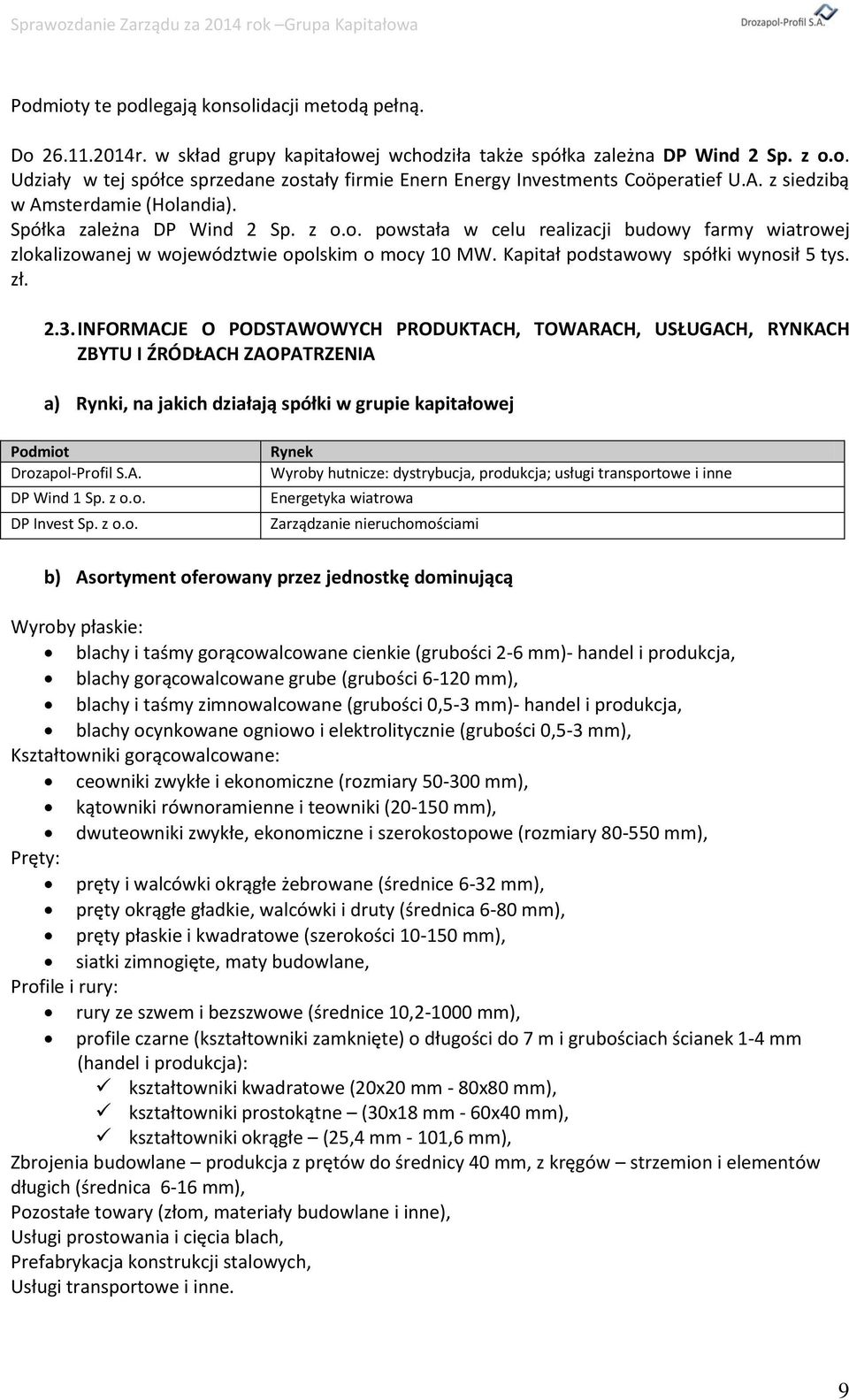 Kapitał podstawowy spółki wynosił 5 tys. zł. 2.3.