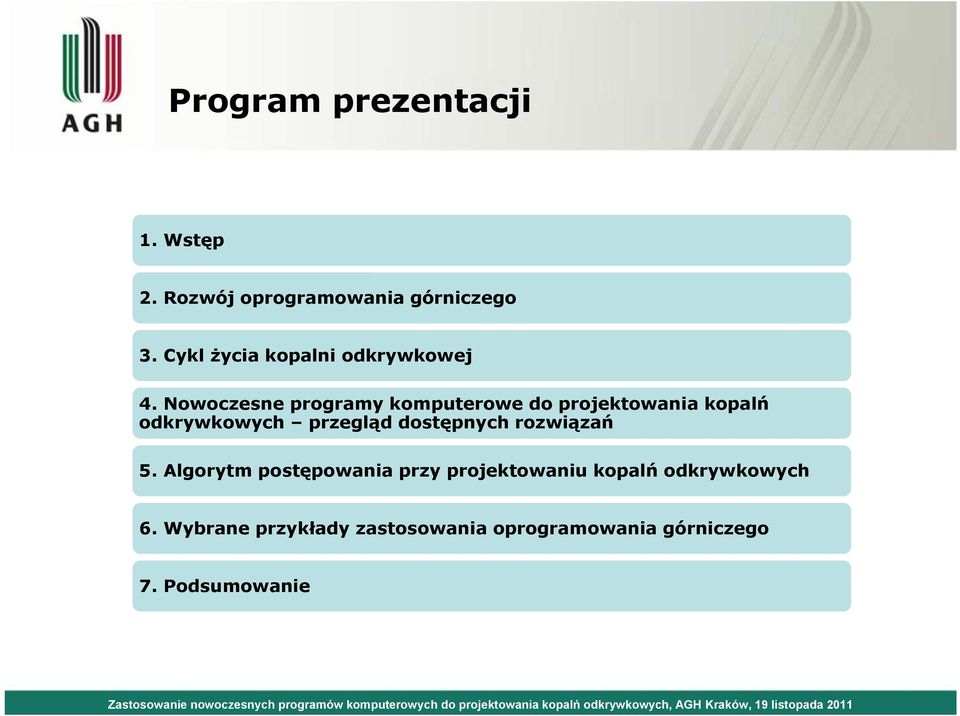 Nowoczesne programy komputerowe do projektowania kopalń odkrywkowych przegląd