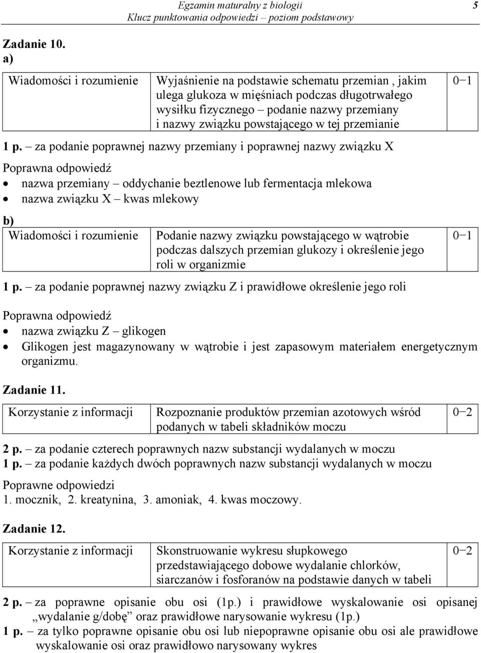 za podanie poprawnej nazwy przemiany i poprawnej nazwy związku X nazwa przemiany oddychanie beztlenowe lub fermentacja mlekowa nazwa związku X kwas mlekowy Podanie nazwy związku powstającego w