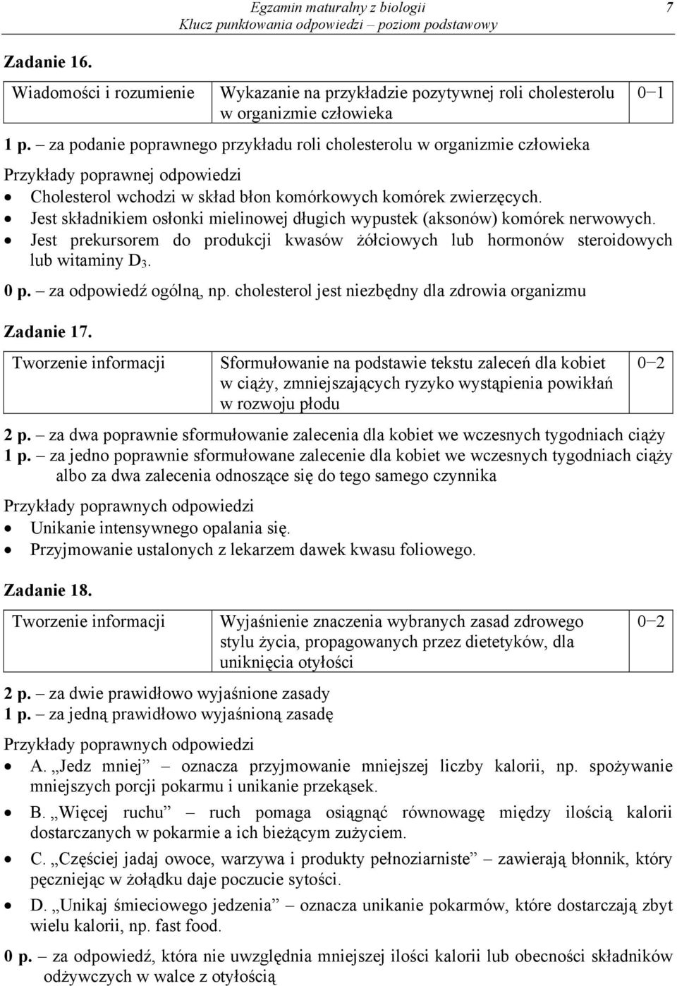 Jest składnikiem osłonki mielinowej długich wypustek (aksonów) komórek nerwowych. Jest prekursorem do produkcji kwasów żółciowych lub hormonów steroidowych lub witaminy D 3. 0 p.