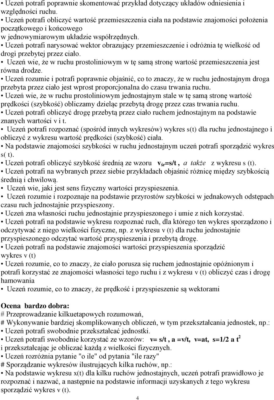 Uczeń potrafi narysować wektor obrazujący przemieszczenie i odróżnia tę wielkość od drogi przebytej przez ciało.