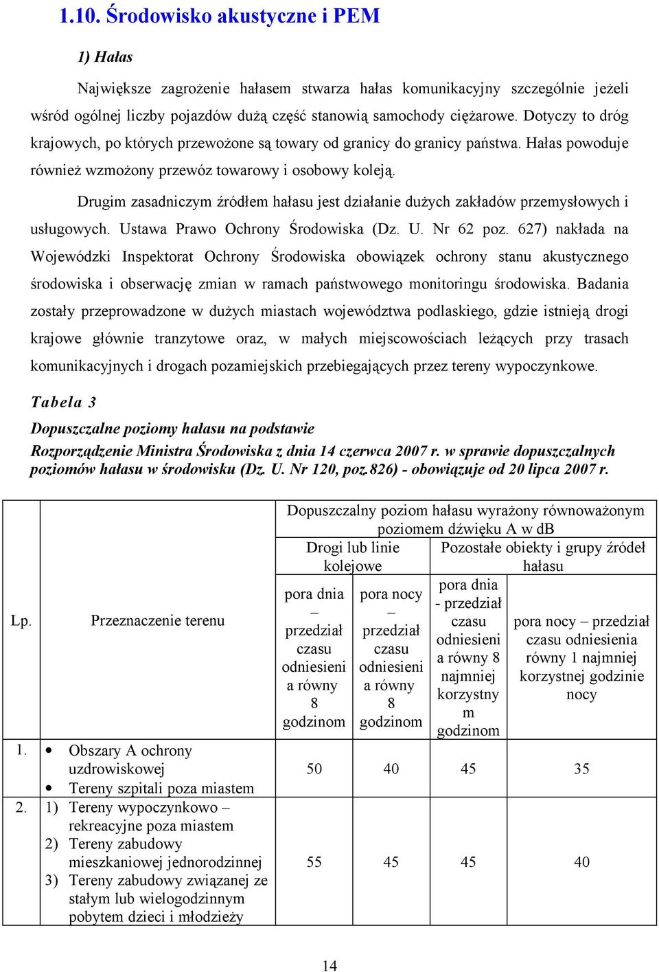 Drugim zasadniczym źródłem hałasu jest działanie dużych zakładów przemysłwych i usługwych. Ustawa Praw Ochrny Śrdwiska (Dz. U. Nr 62 pz.