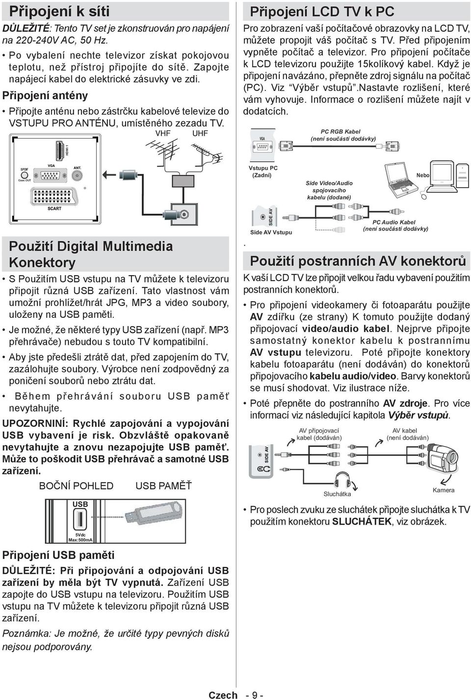 Připojení LCD TV k PC Pro zobrazení vaší počítačové obrazovky na LCD TV, můžete propojit váš počítač s TV. Před připojením vypněte počítač a televizor.