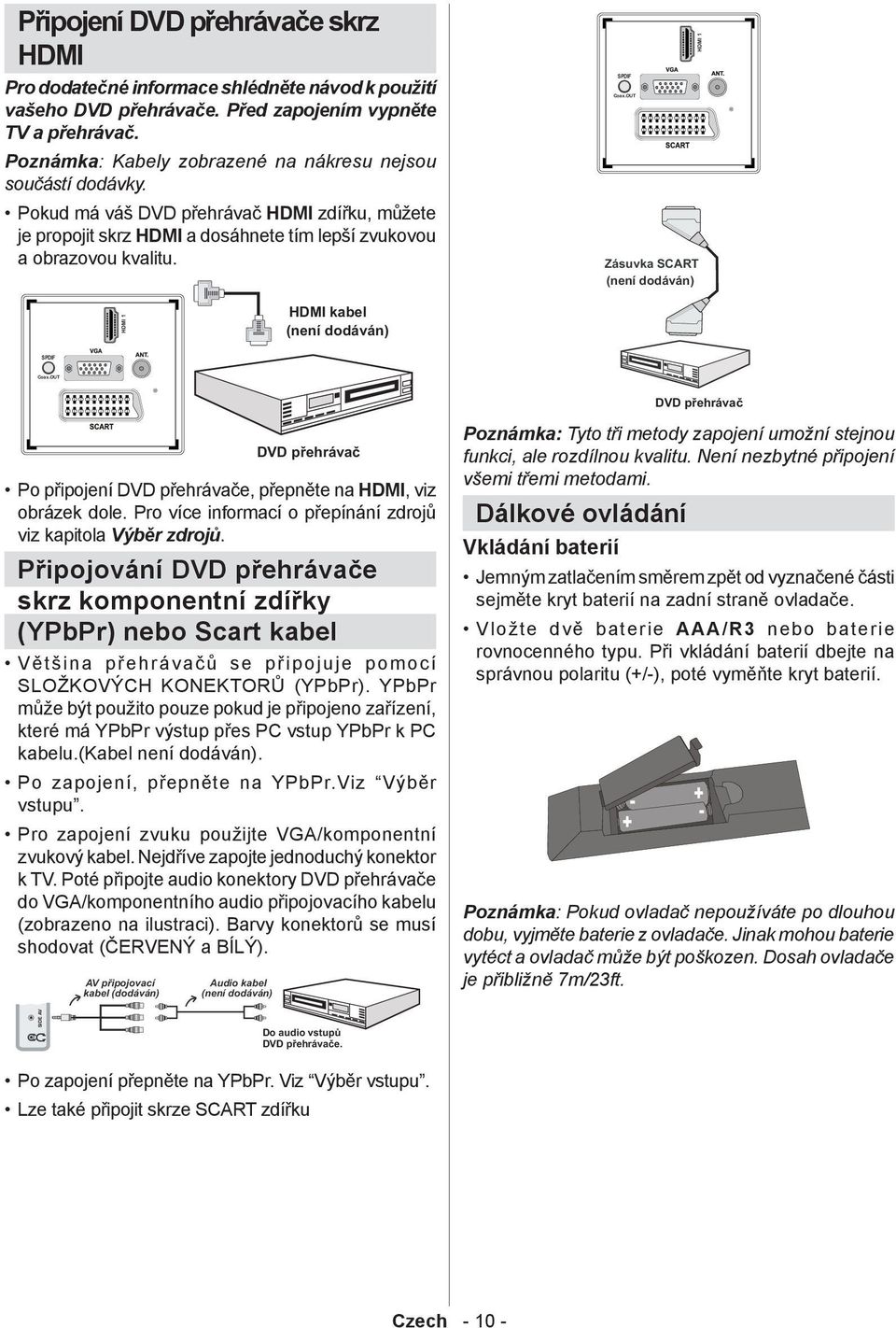 Po připojení DVD přehrávače, přepněte na HDMI, viz obrázek dole. Pro více informací o přepínání zdrojů viz kapitola Výběr zdrojů.