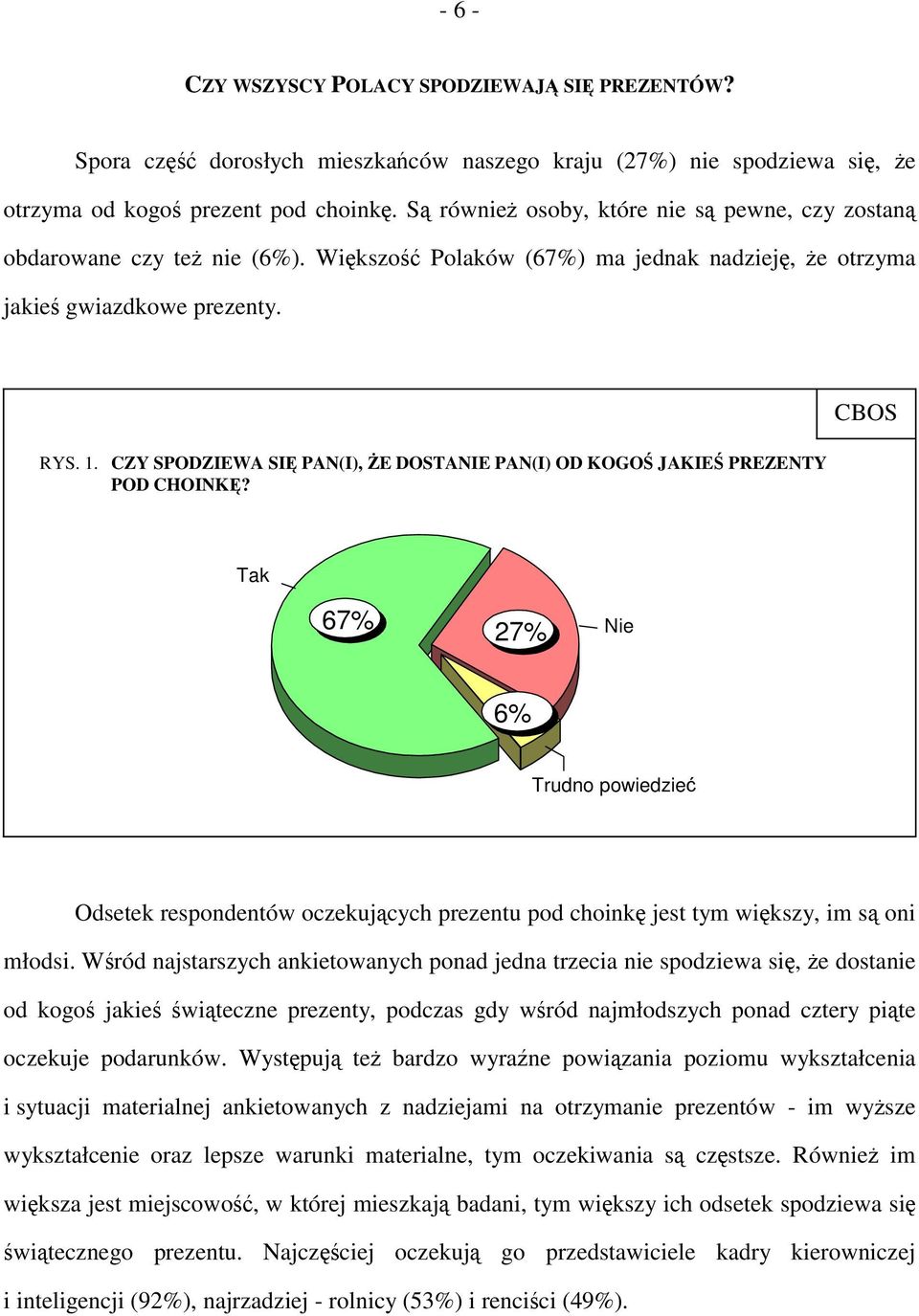 CZY SPODZIEWA SIĘ PAN(I), ŻE DOSTANIE PAN(I) OD KOGOŚ JAKIEŚ PREZENTY POD CHOINKĘ?