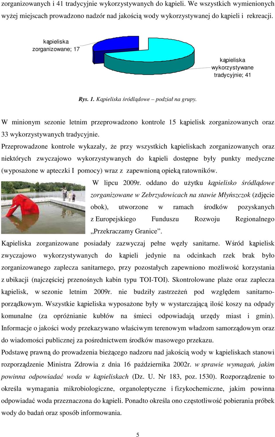 W minionym sezonie letnim przeprowadzono kontrole 15 kąpielisk zorganizowanych oraz 33 wykorzystywanych tradycyjnie.