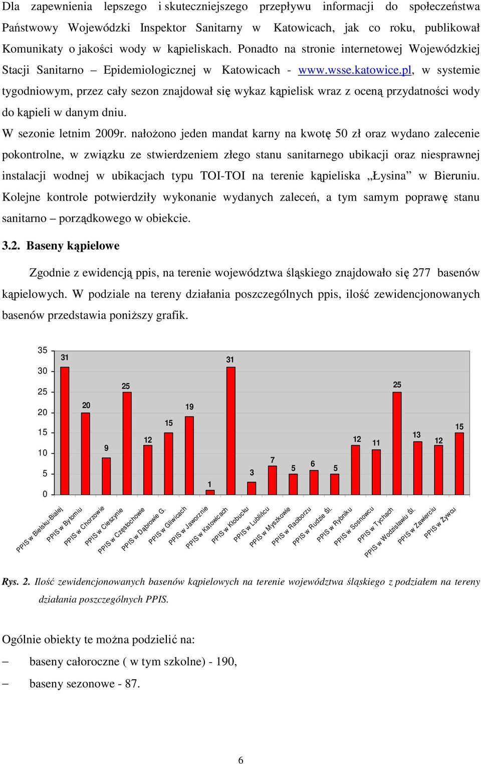 pl, w systemie tygodniowym, przez cały sezon znajdował się wykaz kąpielisk wraz z oceną przydatności wody do kąpieli w danym dniu. W sezonie letnim 29r.