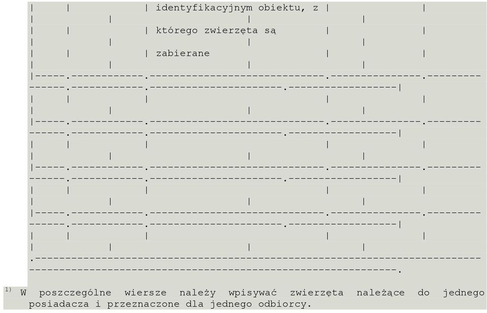 wiersze należy wpisywać zwierzęta należące