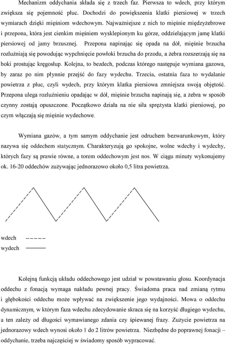 Przepona napinając się opada na dół, mięśnie brzucha rozluźniają się powodując wypchnięcie powłoki brzucha do przodu, a żebra rozszerzają się na boki prostując kręgosłup.