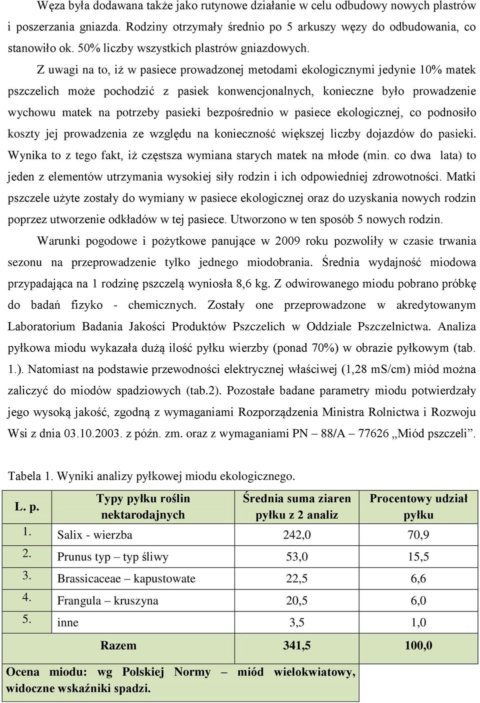 Z uwagi na to, iż w pasiece prowadzonej metodami ekologicznymi jedynie 10% matek pszczelich może pochodzić z pasiek konwencjonalnych, konieczne było prowadzenie wychowu matek na potrzeby pasieki