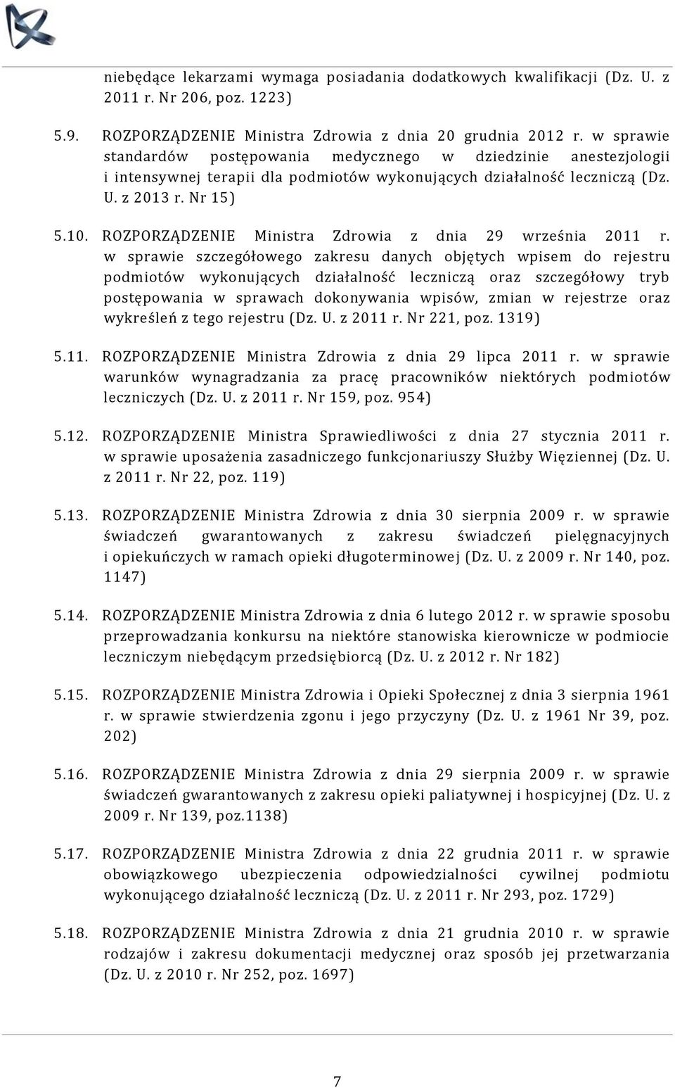 ROZPORZĄDZENIE Ministra Zdrowia z dnia 29 września 2011 r.