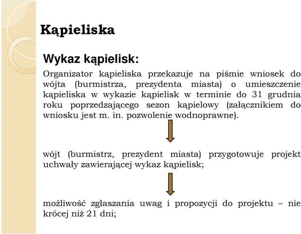 kąpielowy (załącznikiem do wniosku jest m. in. pozwolenie wodnoprawne).