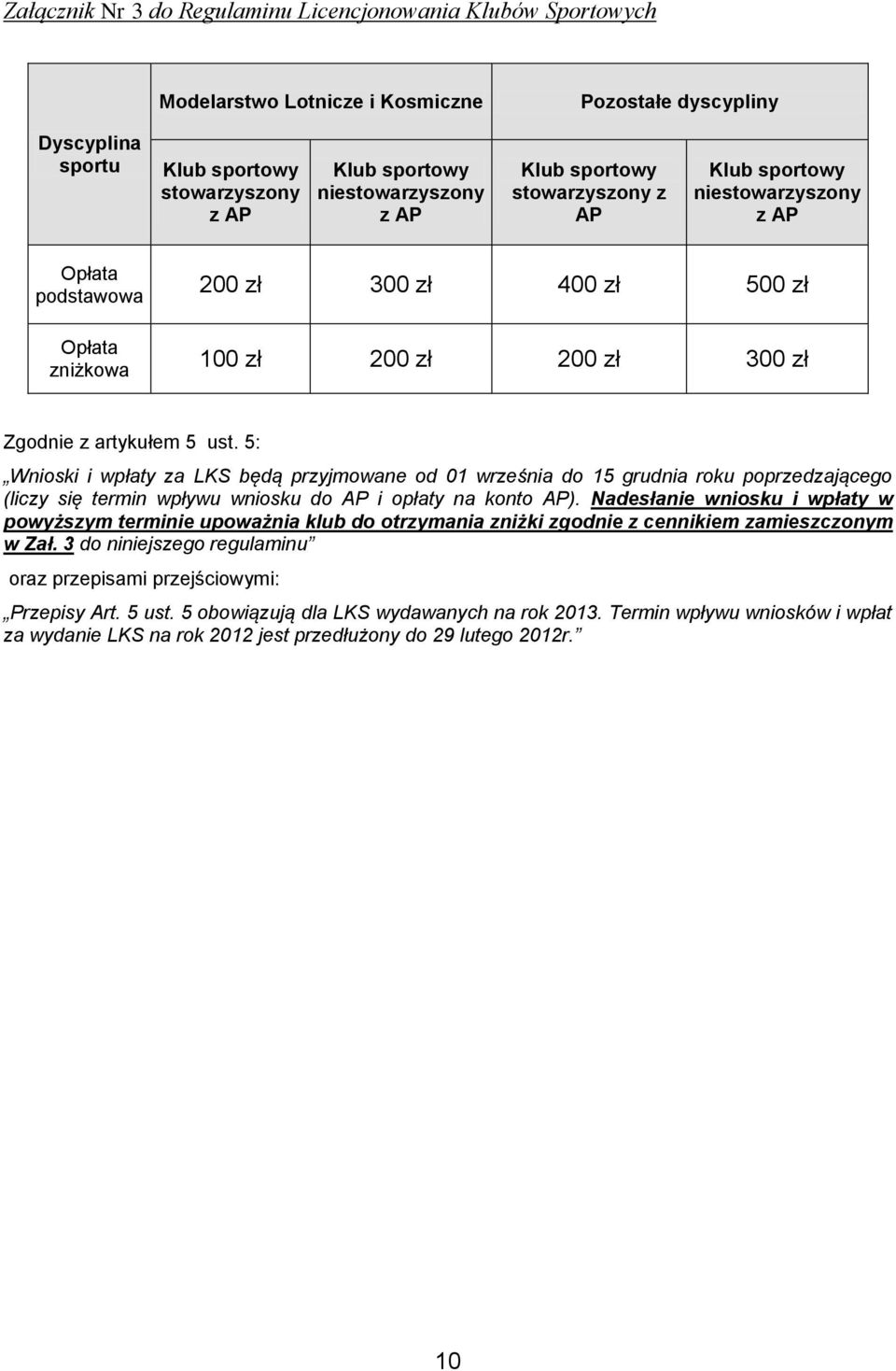 5: Wnioski i wpłaty za LKS będą przyjmowane od 01 września do 15 grudnia roku poprzedzającego (liczy się termin wpływu wniosku do AP i opłaty na konto AP).