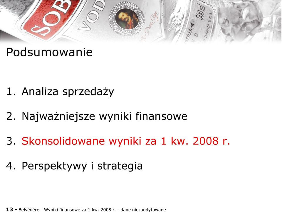 Skonsolidowane wyniki za 1 kw. 2008 r. 4.