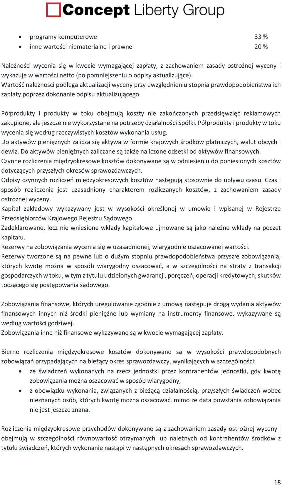 Półprodukty i produkty w toku obejmują koszty nie zakończonych przedsięwzięć reklamowych zakupione, ale jeszcze nie wykorzystane na potrzeby działalności Spółki.