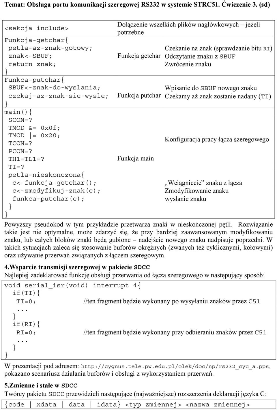 petla-nieskonczona{ c<-funkcja-getchar(); c<-zmodyfikuj-znak(c); funkca-putchar(c); Dołączenie wszelkich plików nagłówkowych jeżeli potrzebne Funkcja getchar Funkcja putchar Funkcja main Czekanie na