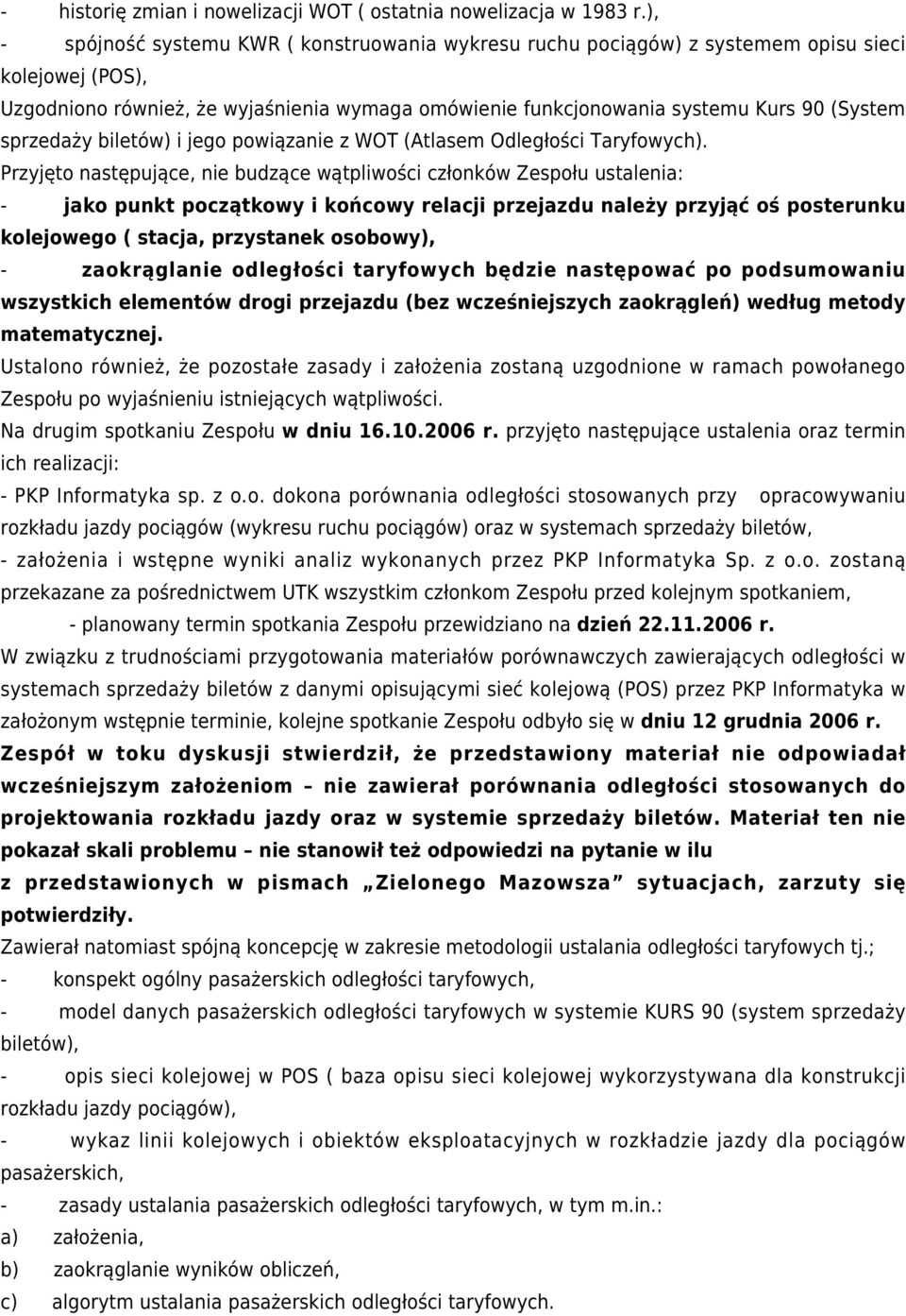 sprzedaży biletów) i jego powiązanie z WOT (Atlasem Odległości Taryfowych).