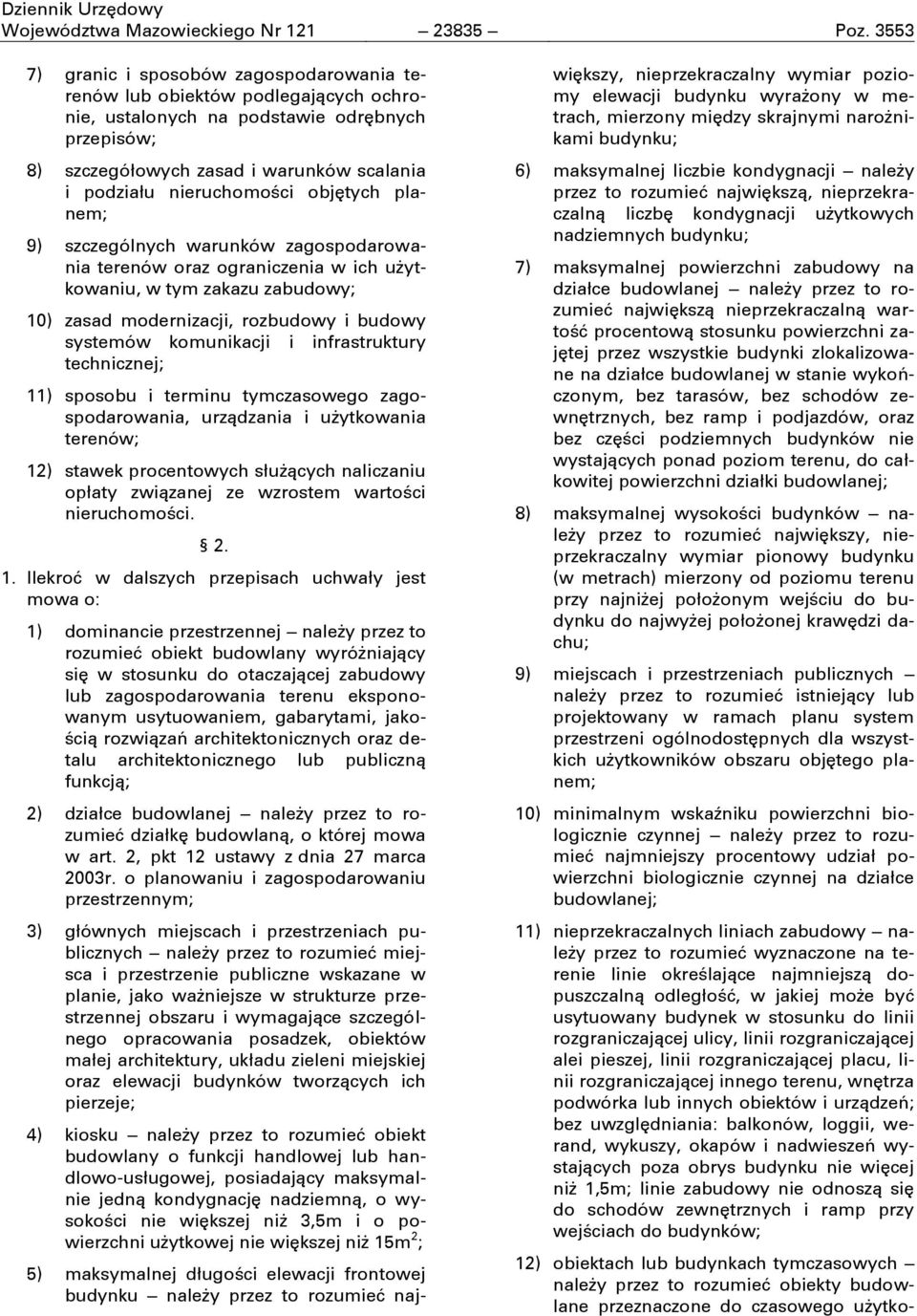 planem; 9) szczególnych warunków terenów oraz ograniczenia w ich użytkowaniu, w tym zakazu zabudowy; 10) zasad modernizacji, rozbudowy i budowy systemów komunikacji i infrastruktury technicznej; 11)