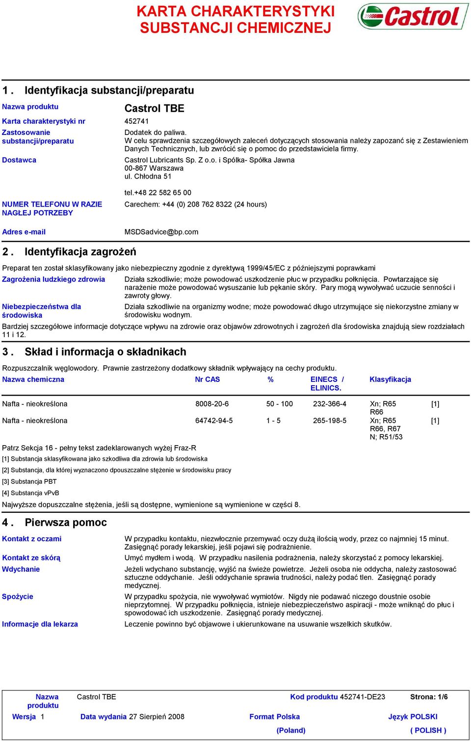 Chłodna 51 NUMER TELEFONU W RAZIE NAGŁEJ POTRZEBY Adres e-mail tel.