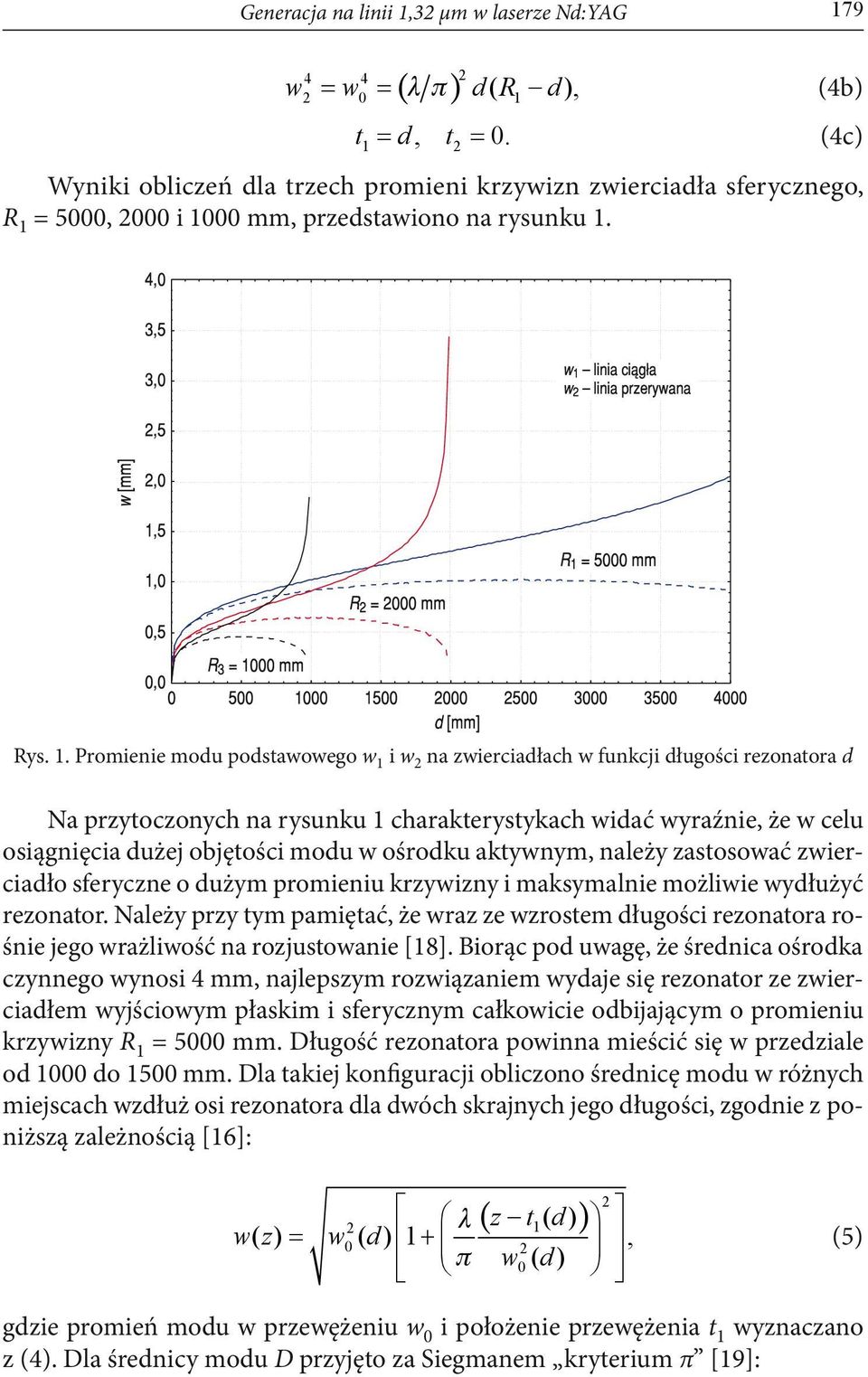 2 Wyniki obliczeń dla trzech promieni krzywizn zwierciadła sferycznego, R 1 