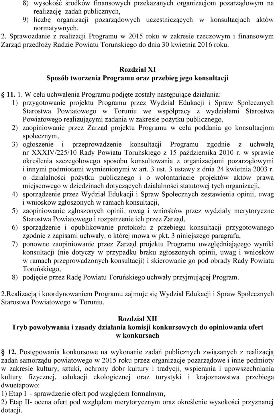 Rozdział XI Sposób tworzenia Programu oraz przebieg jego konsultacji 11