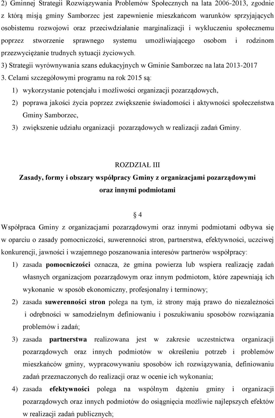 3) Strategii wyrównywania szans edukacyjnych w Gminie Samborzec na lata 2013-2017 3.