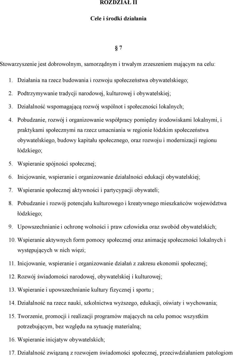 Pobudzanie, rozwój i organizowanie współpracy pomiędzy środowiskami lokalnymi, i praktykami społecznymi na rzecz umacniania w regionie łódzkim społeczeństwa obywatelskiego, budowy kapitału