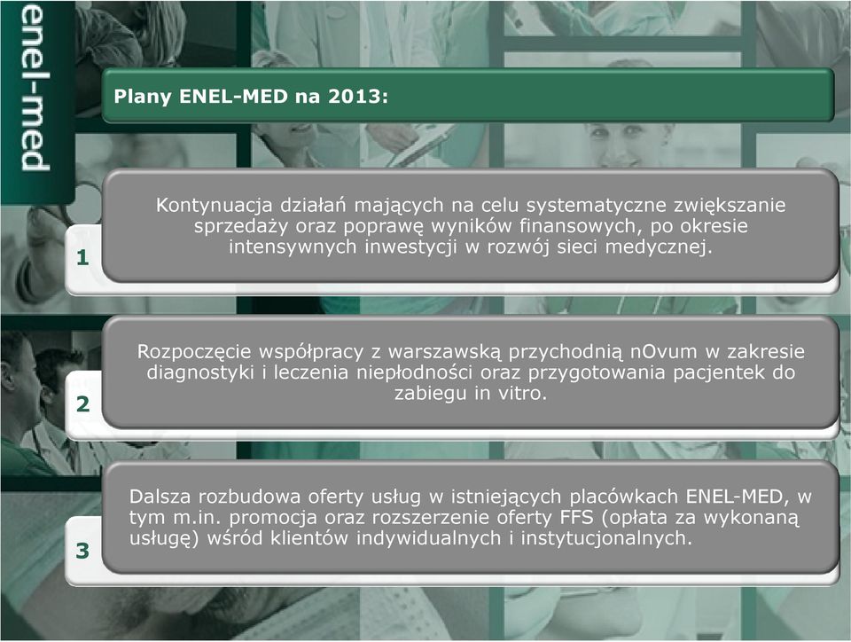 2 Rozpoczęcie współpracy z warszawską przychodnią novum w zakresie diagnostyki i leczenia niepłodności oraz przygotowania pacjentek do