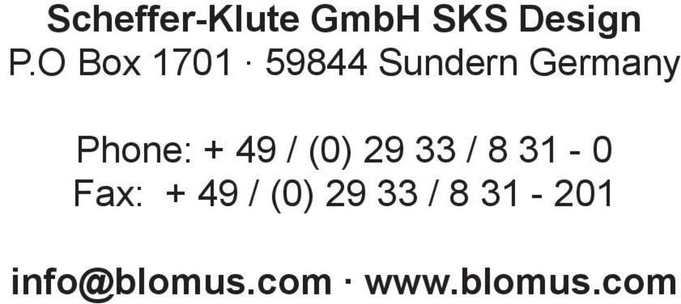 59844 Sundern Germany Phone: + 49 / (0)