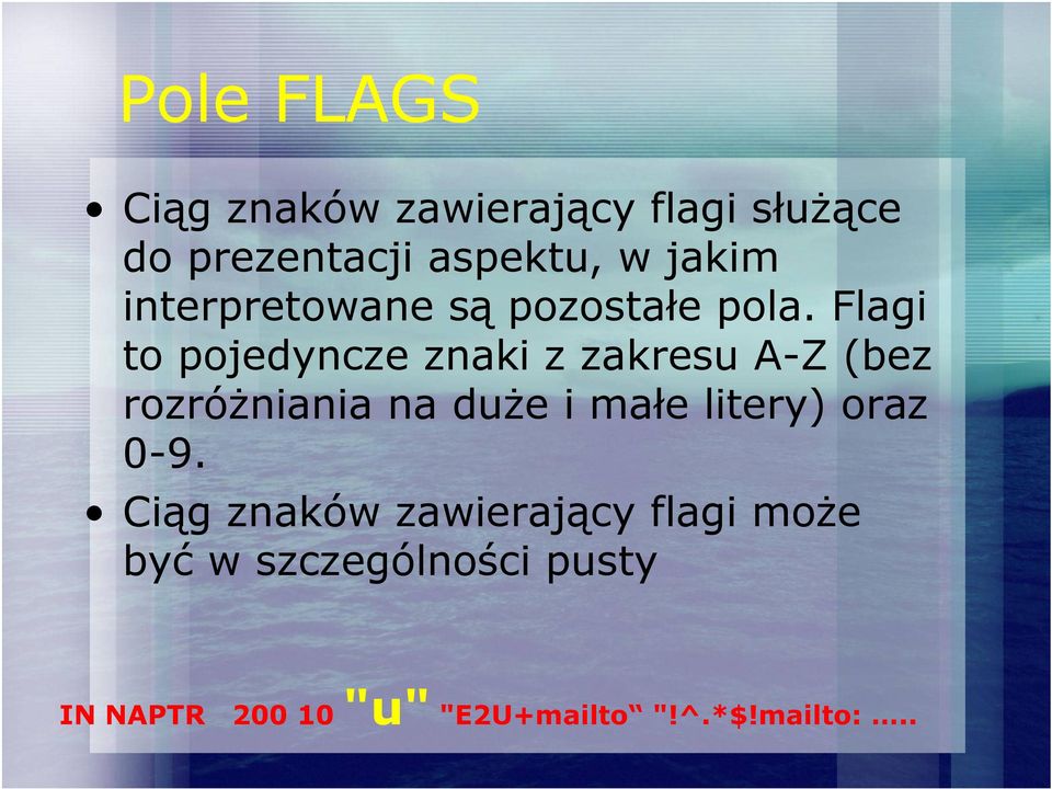 Flagi to pojedyncze znaki z zakresu A-Z (bez rozróżniania na duże i małe