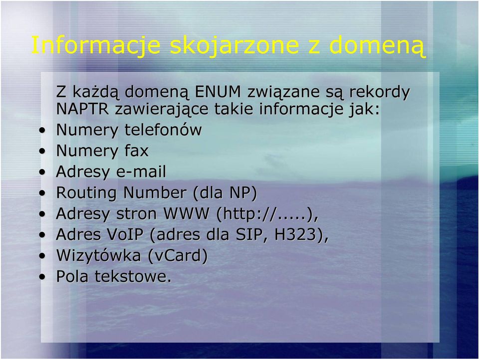 fax Adresy e-mailmail Routing Number (dla NP) Adresy stron WWW (http://.