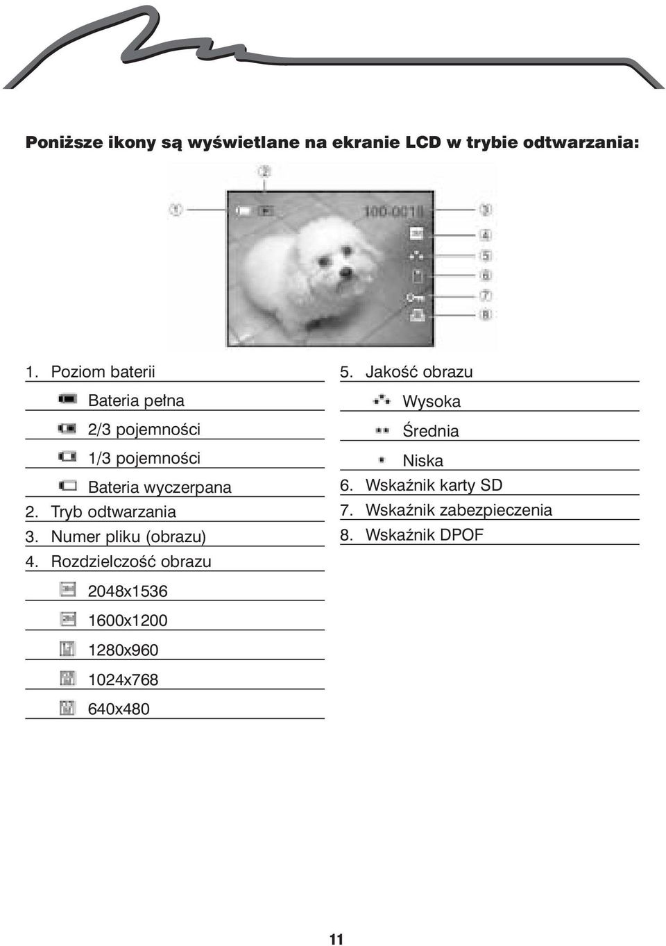 Tryb odtwarzania 3. Numer pliku (obrazu) 4.