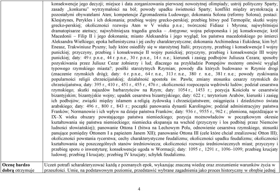 grecko-perskiej; przebieg bitwy pod Termopile; skutki wojny grecko-perskiej; okoliczności rozwoju Aten w V wieku p.n.e.; twórczość Fidiasz i Myrona; najwybitniejsi dramatopisarze ateńscy;