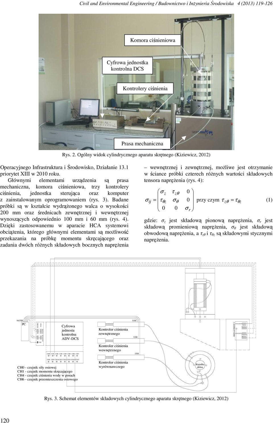 Głównymi elementami urządzenia są prasa mechaniczna, komora ciśnieniowa, trzy kontrolery ciśnienia, jednostka sterująca oraz komputer z zainstalowanym oprogramowaniem (rys. 3).