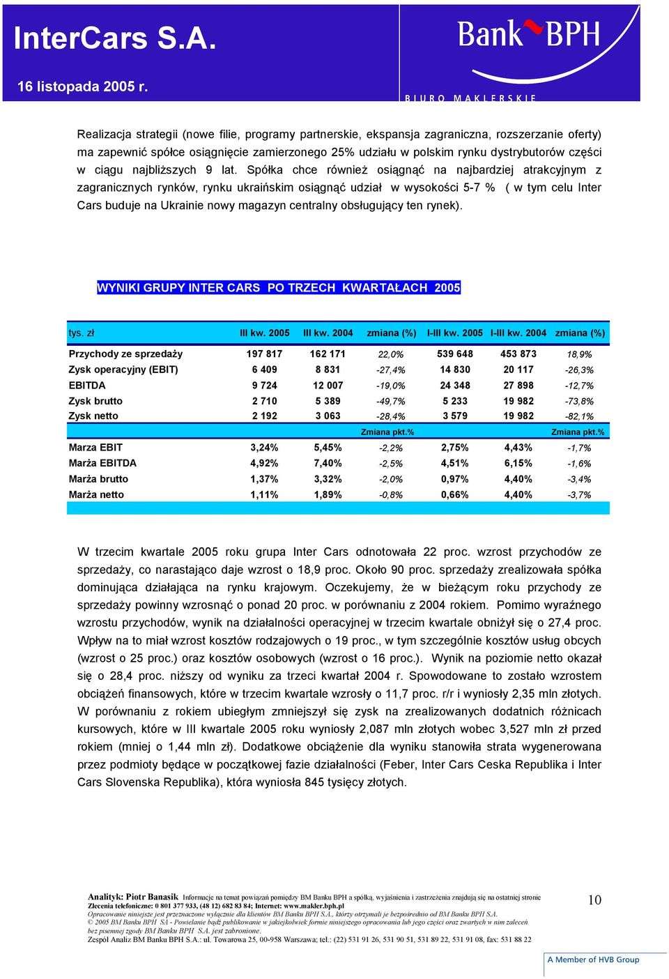 Spółka chce również osiągnąć na najbardziej atrakcyjnym z zagranicznych rynków, rynku ukraińskim osiągnąć udział w wysokości 5-7 % ( w tym celu Inter Cars buduje na Ukrainie nowy magazyn centralny