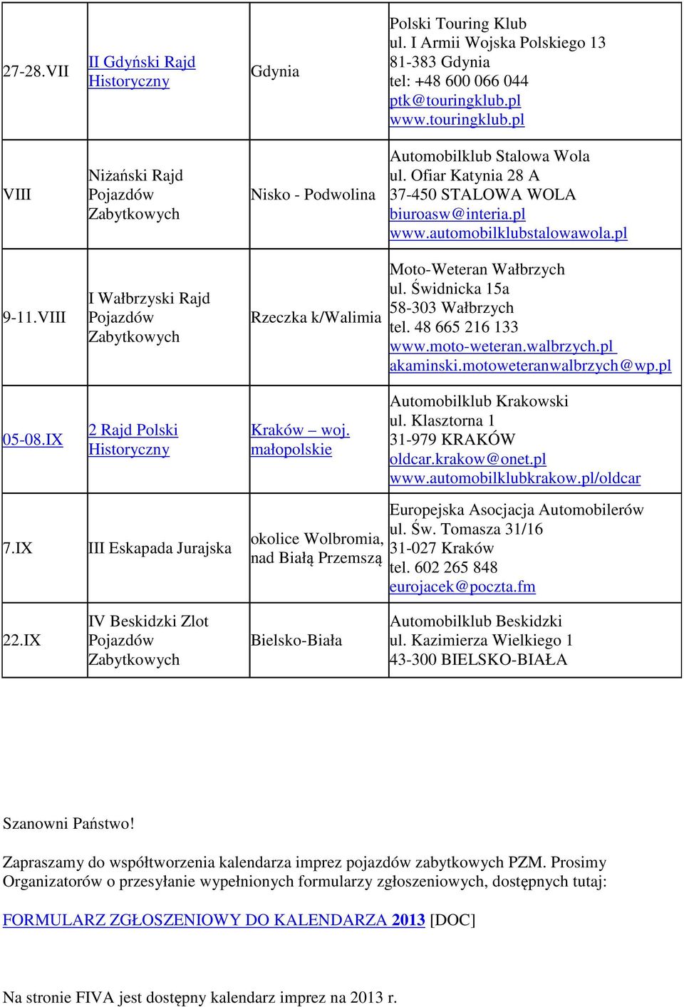 VIII I Wałbrzyski Rajd Pojazdów Rzeczka k/walimia Moto-Weteran Wałbrzych ul. Świdnicka 15a 58-303 Wałbrzych tel. 48 665 216 133 www.moto-weteran.walbrzych.pl akaminski.motoweteranwalbrzych@wp.