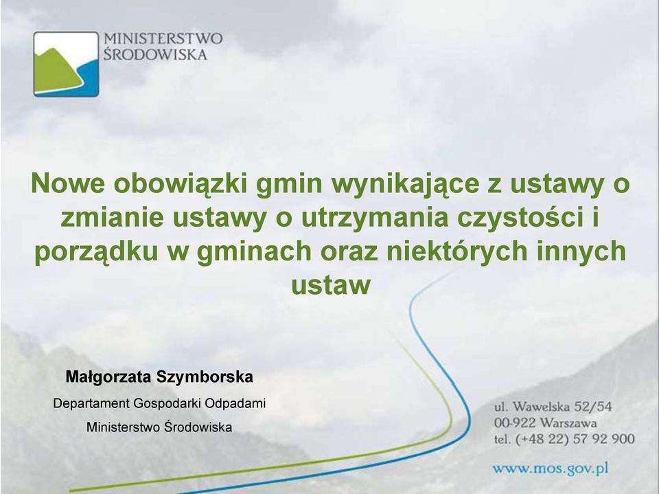 oraz niektórych innych ustaw Małgorzata Szymborska