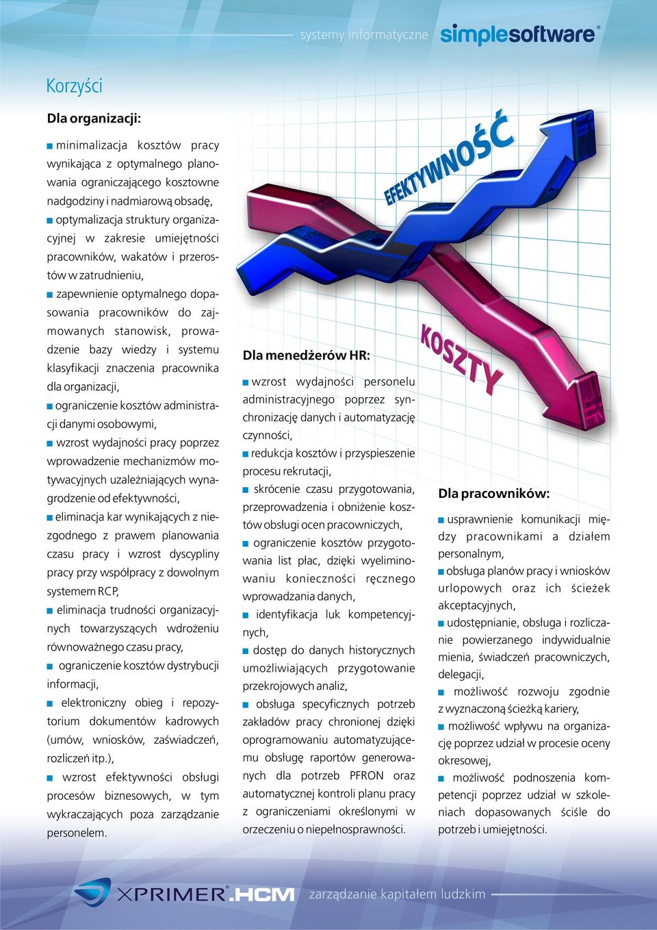 pracownika dla organizacji, ograniczenie kosztów administracji danymi osobowymi, wzrost wydajnoœci pracy poprzez wprowadzenie mechanizmów motywacyjnych uzale niaj¹cych wynagrodzenie od efektywnoœci,