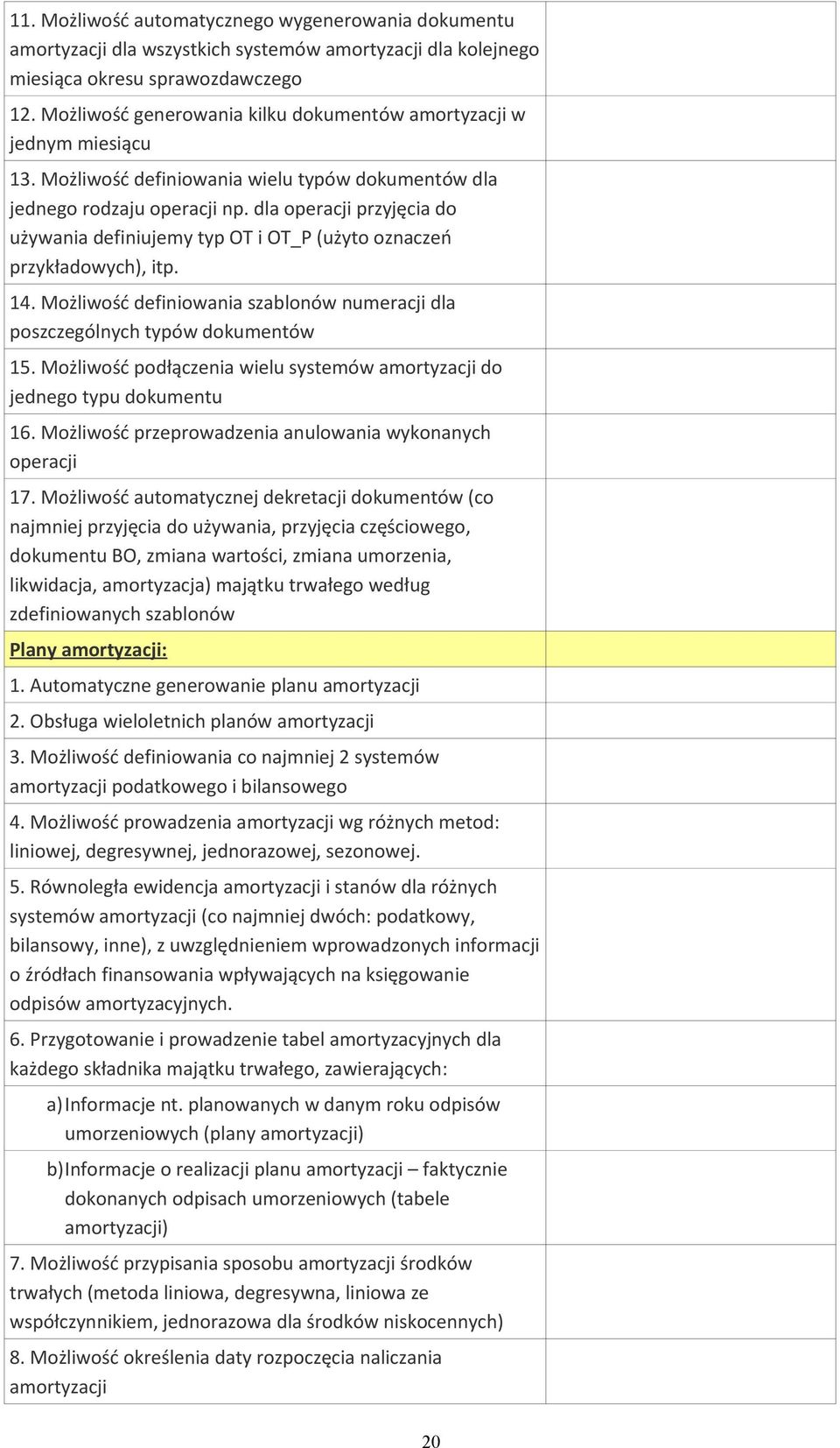 dla operacji przyjęcia do używania definiujemy typ OT i OT_P (użyto oznaczeń przykładowych), itp. 14. Możliwość definiowania szablonów numeracji dla poszczególnych typów dokumentów 15.