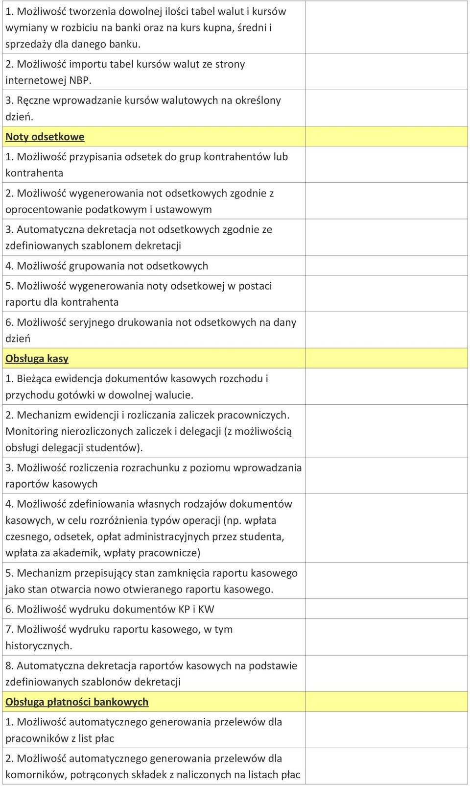 Możliwość przypisania odsetek do grup kontrahentów lub kontrahenta 2. Możliwość wygenerowania not odsetkowych zgodnie z oprocentowanie podatkowym i ustawowym 3.