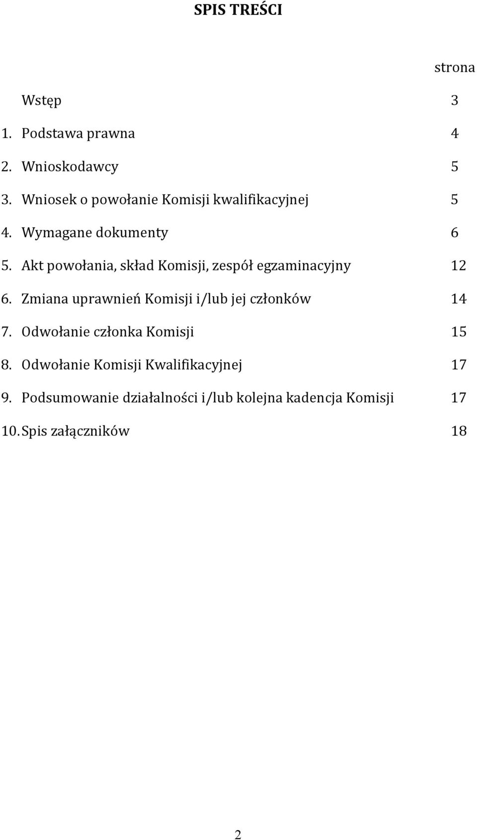 Akt powołania, skład Komisji, zespół egzaminacyjny 12 6.