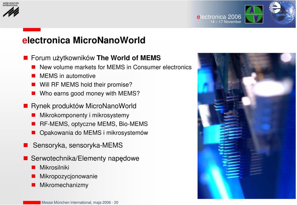 Rynek produktów MicroNanoWorld Mikrokomponenty i mikrosystemy RF-MEMS, optyczne MEMS, Bio-MEMS Opakowania do MEMS i