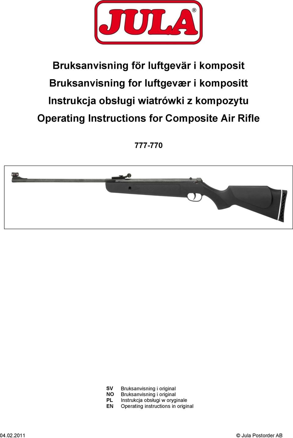 Rifle 777-770 SV NO PL EN Bruksanvisning i original Bruksanvisning i original